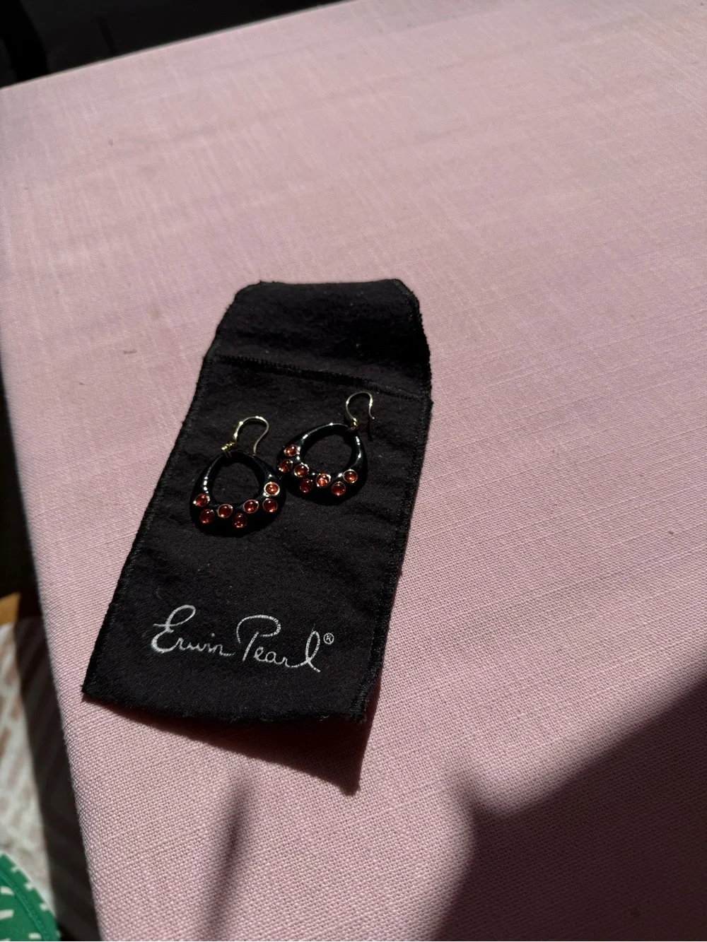 Erwin Pearl Vintage Black & Red Statement Earrings  hoop earrings